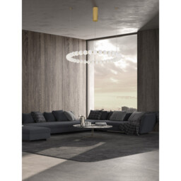 Perla Integrated LED Pendant Ceiling Light Gold Metal, Opal Glass LED 72W 6492Lm 3000K - thumbnail 1