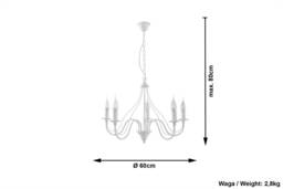 Minerwa 5 Light Multi Arm Chandelier White, E14 - thumbnail 3