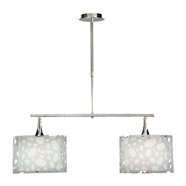 Lupin Linear Pendant 2 Light E27 Line Large, Gloss White, White Acrylic, Polished Chrome - image 1