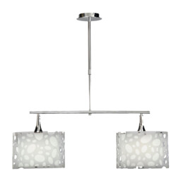 Lupin Linear Pendant 2 Light E27 Line Large, Gloss White, White Acrylic, Polished Chrome - thumbnail 1