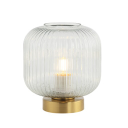 Ymittos Cylindrical Table Lamp Transparent - Antique Brass 1xE27 - thumbnail 1