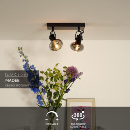 Madee Modern Twin Ceiling Spotlight - 2xE14 - Black - thumbnail 2