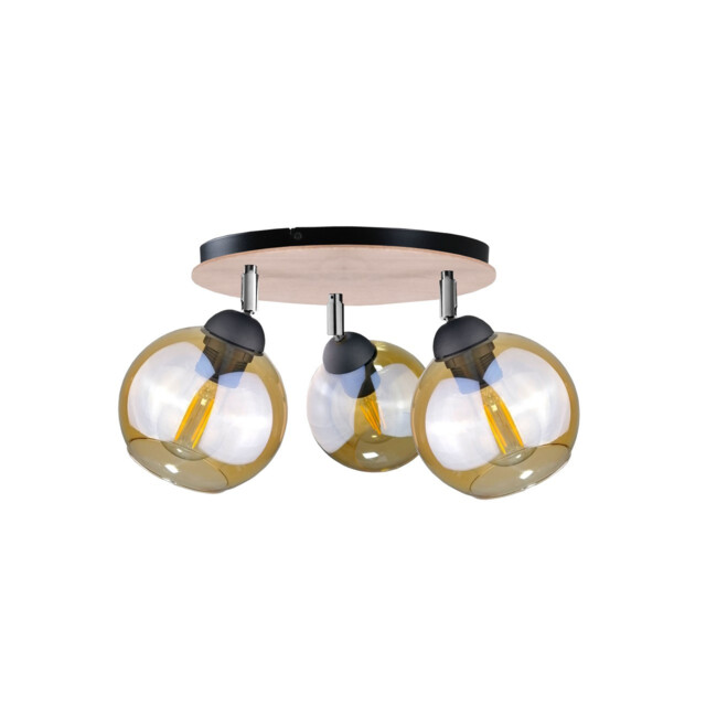 Thea Ceiling Spotlight Clusters Wood, 30cm, 3x E27