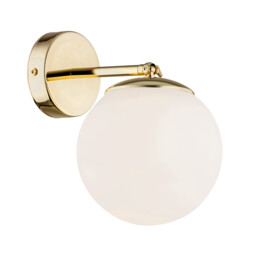 Satelite Plus Outdoor Globe Wall Lamp Opal Matt, Brass Steel IP44 - thumbnail 2