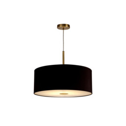 Baymont Antique Brass E27 Single Pendant With 50cm x 20cm Dual Faux Silk Shade, Black/Green Olive - thumbnail 5