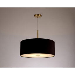 Baymont Antique Brass E27 Single Pendant With 50cm x 20cm Dual Faux Silk Shade, Black/Green Olive - thumbnail 2