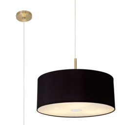 Baymont Antique Brass 3 Light E27 Single Pendant With 50cm x 20cm Dual Faux Silk Shade, Black/Green Olive