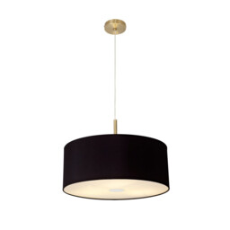 Baymont Antique Brass 3 Light E27 Single Pendant With 50cm x 20cm Dual Faux Silk Shade, Black/Green Olive - thumbnail 5
