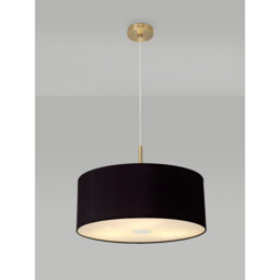 Baymont Antique Brass 3 Light E27 Single Pendant With 50cm x 20cm Dual Faux Silk Shade, Black/Green Olive - thumbnail 2