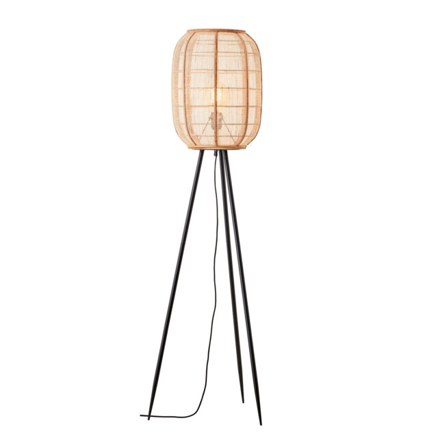 Zaire Complete Floor Lamp, Natural Linen, Natural Bamboo, Matt Black - image 1