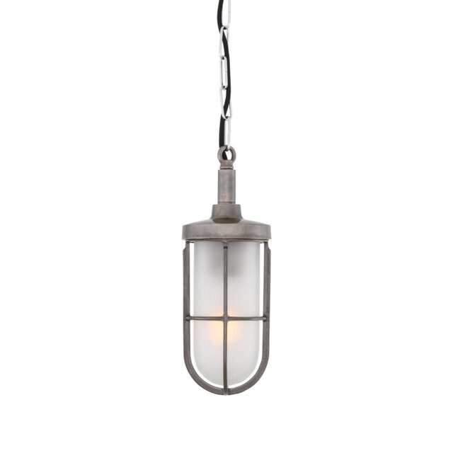 Owel-A Outdoor Pendant, Antique Silver, Frosted Glass, IP65