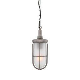 Owel-A Outdoor Pendant, Antique Silver, Frosted Glass, IP65