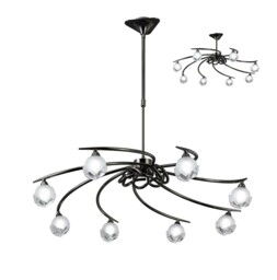 Fragma Telescopic Semi Flush 8 Light G9, Black Chrome