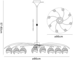 Fragma Telescopic Semi Flush 8 Light G9, Black Chrome - thumbnail 2
