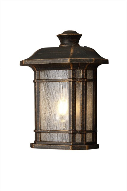 Boonville Half Wall Lamp, 1 x E27, Brushed Black Gold, Seeded Glass, IP54 - image 1