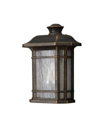 Boonville Half Wall Lamp, 1 x E27, Brushed Black Gold, Seeded Glass, IP54 - thumbnail 3