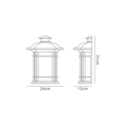 Boonville Half Wall Lamp, 1 x E27, Brushed Black Gold, Seeded Glass, IP54 - thumbnail 2
