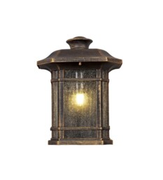 Boonville Half Wall Lamp, 1 x E27, Brushed Black Gold, Seeded Glass, IP54 - thumbnail 5
