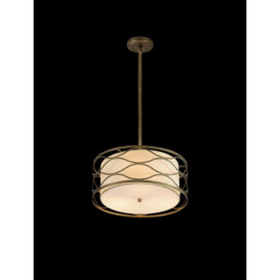 Milton Ceiling Pendant, Convertible To Semi Flush 3 Light E14 Aged Gold, Cream Fabric Shade - thumbnail 3