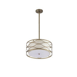 Milton Ceiling Pendant, Convertible To Semi Flush 3 Light E14 Aged Gold, Cream Fabric Shade - thumbnail 5