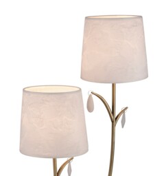 Andrea Table Lamp 63cm, Antique Brass, White Shades, White Crystal Droplets - thumbnail 5