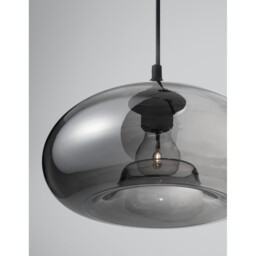 Savaz 28cm Dome Pendant Ceiling Light Chrome Glass Black Metal Black Fabric Wire LED E27 - thumbnail 2
