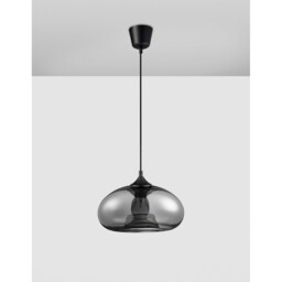 Savaz 28cm Dome Pendant Ceiling Light Chrome Glass Black Metal Black Fabric Wire LED E27 - thumbnail 5