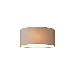 Baymont White 3 Light E27 Universal Flush Ceiling Fixture With 40cm x 18cm Faux Silk Shade, Grey/White Laminate