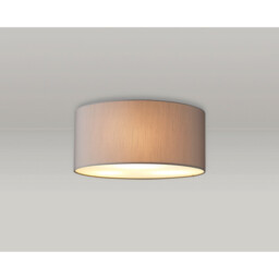 Baymont White 3 Light E27 Universal Flush Ceiling Fixture With 40cm x 18cm Faux Silk Shade, Grey/White Laminate - thumbnail 2