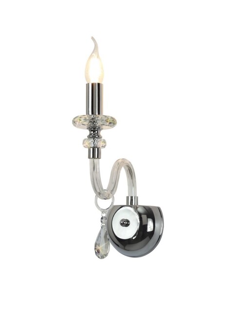 Allegany Wall Lamp, 1 Candle Light E14, Polished Chrome, Clear Glass, Crystal - image 1