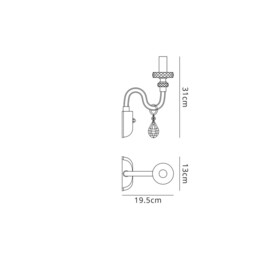 Allegany Wall Lamp, 1 Candle Light E14, Polished Chrome, Clear Glass, Crystal - thumbnail 2