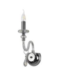 Allegany Wall Lamp, 1 Candle Light E14, Polished Chrome, Clear Glass, Crystal - thumbnail 3