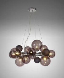 Newstead Circular Pendant, 12 x G9, Polished Chrome, Smoked, Black Glass - thumbnail 3