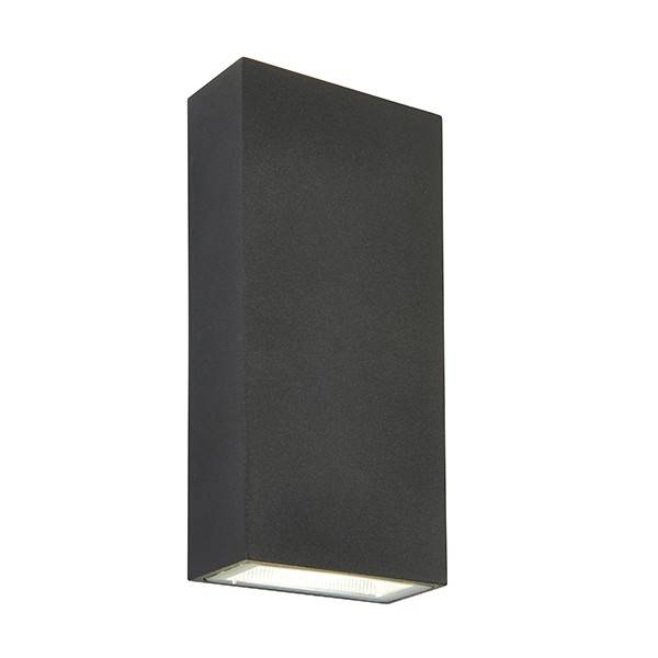 Morti Integrated LED 2 Light Outdoor Up Down Wall Light Textured Dark Matt Anthracite, Glass IP44 - image 1