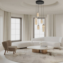 Louvaras  Cluster Pendant Ceiling Light Sandy Black-Champagne Glass LED 3000K Step Dimming - thumbnail 2