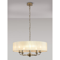 Banyan 5 Light Multi Arm Pendant With 60cm x 15cm Organza Shade Champagne Gold/Cream - thumbnail 2