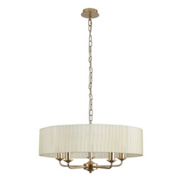 Banyan 5 Light Multi Arm Pendant With 60cm x 15cm Organza Shade Champagne Gold/Cream - thumbnail 5