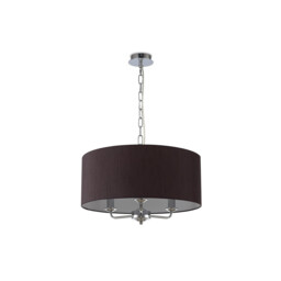 Banyan 3 Light Multi Arm Pendant, E14 Polished Chrome With 50cm x 20cm Faux Silk Shade, Black/White Laminate - thumbnail 5