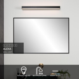 Alexa Modern Wall Light Bathroom - LED - 1x8W 3000K - IP44 - Black - thumbnail 2