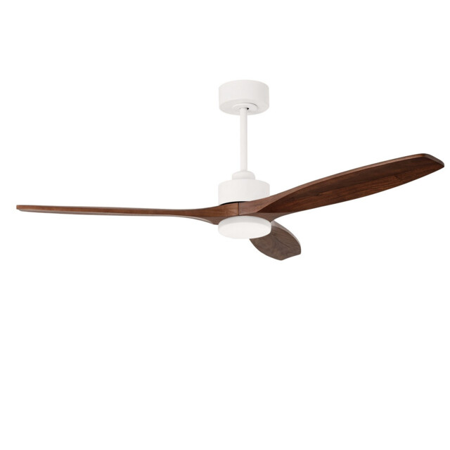 Stem 133cm Ceiling Fan White With Dark Wood Blades, Sandblasted LED 20.2W CCT 3000-4000-5000K On-Off