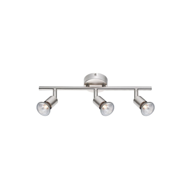 Base 3 Light Ceiling Spotlight Bar Satin Nickel Metal GU10 3x50W - image 1
