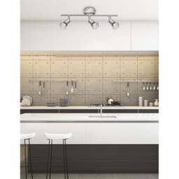 Base 3 Light Ceiling Spotlight Bar Satin Nickel Metal GU10 3x50W - thumbnail 2