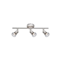 Base 3 Light Ceiling Spotlight Bar Satin Nickel Metal GU10 3x50W - thumbnail 1