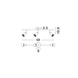 Base 3 Light Ceiling Spotlight Bar Satin Nickel Metal GU10 3x50W - thumbnail 3