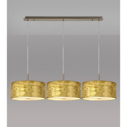 Baymont Antique Brass 3 Light E27 Linear Pendant With 40cm x 18cm Gold Leaf Shade 3m - thumbnail 2