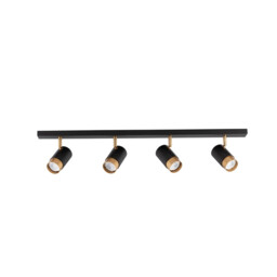 Pogno 4 Light Ceiling Spotlight Bar Sandy black, Gold Aluminium LED GU10 4x10W