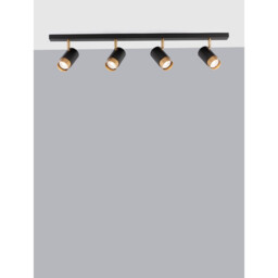Pogno 4 Light Ceiling Spotlight Bar Sandy black, Gold Aluminium LED GU10 4x10W - thumbnail 2