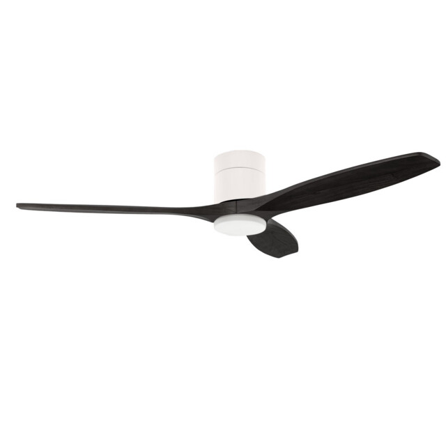 Stem 132cm Ceiling Fan White With Black Blades, Sandblasted LED 20.2W CCT 3000-4000-5000K On-Off