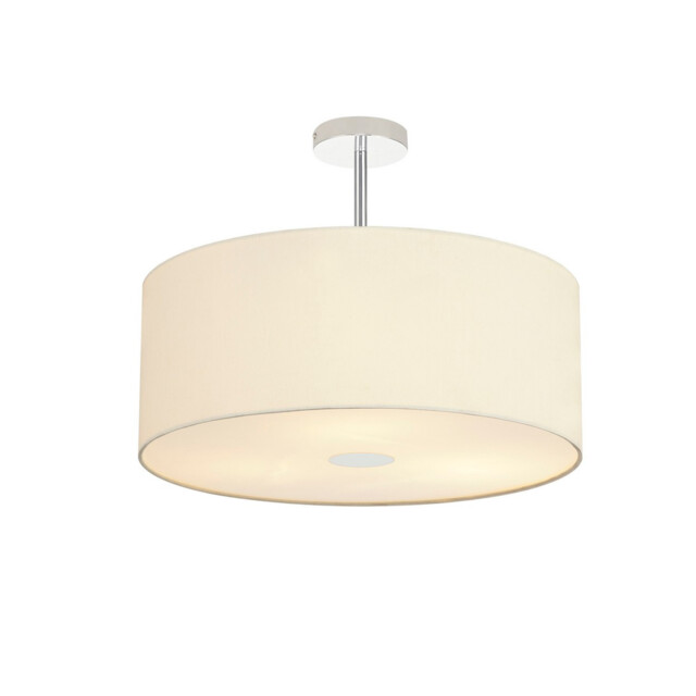 Baymont Polished Chrome 3 Light E27 Semi Flush With 50cm x 20cm Faux Silk Shade Ivory Pearl/White Laminate - image 1