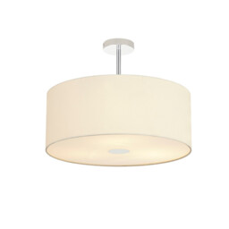 Baymont Polished Chrome 3 Light E27 Semi Flush With 50cm x 20cm Faux Silk Shade Ivory Pearl/White Laminate - thumbnail 1